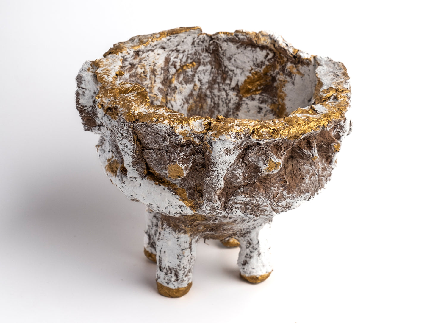 Seta Beyaz Eskitme Dört Ayaklı Vazo